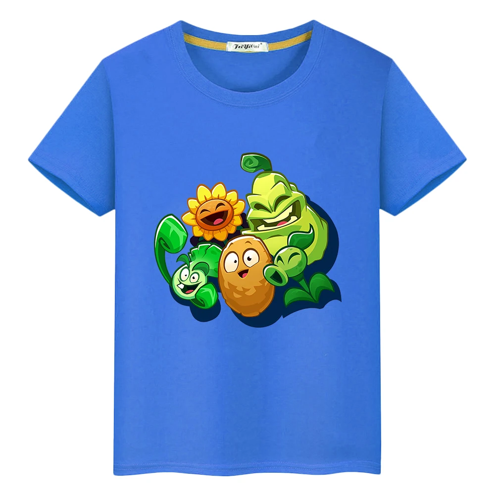 تي شيرت مطبوع عليه نباتات ضد الزومبي للأطفال الأولاد 10 سنوات ملابس أنيمي 100% قطن كاواي قصيرة فخر تي شيرت y2k قطعة واحدة ملابس الفتيات