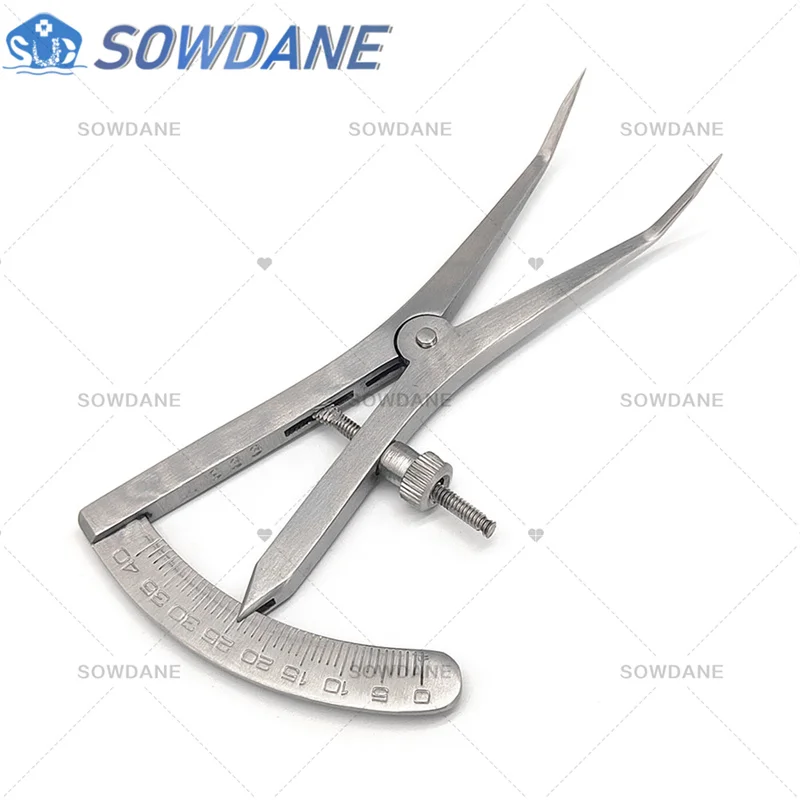 Dental Implant Castroviejo Bone Caliper Dental Crown Gauge Calipers Dentist Medical Ruler Curved Tip Autoclavable