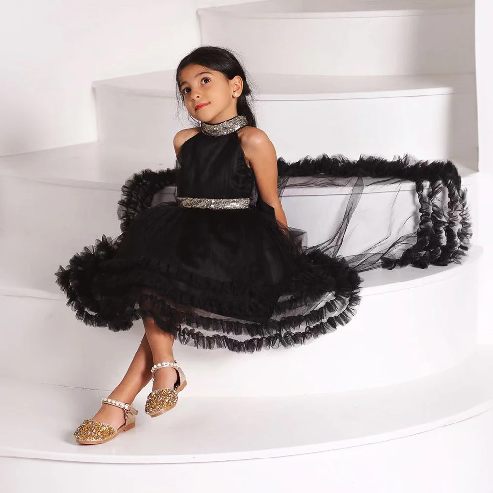 6M-3Y Girl's Birthday Party High Low Princess Dress Toddler Long Tail Cake Dress Inafnat Girl Wedding Evening Dress Bow Formal