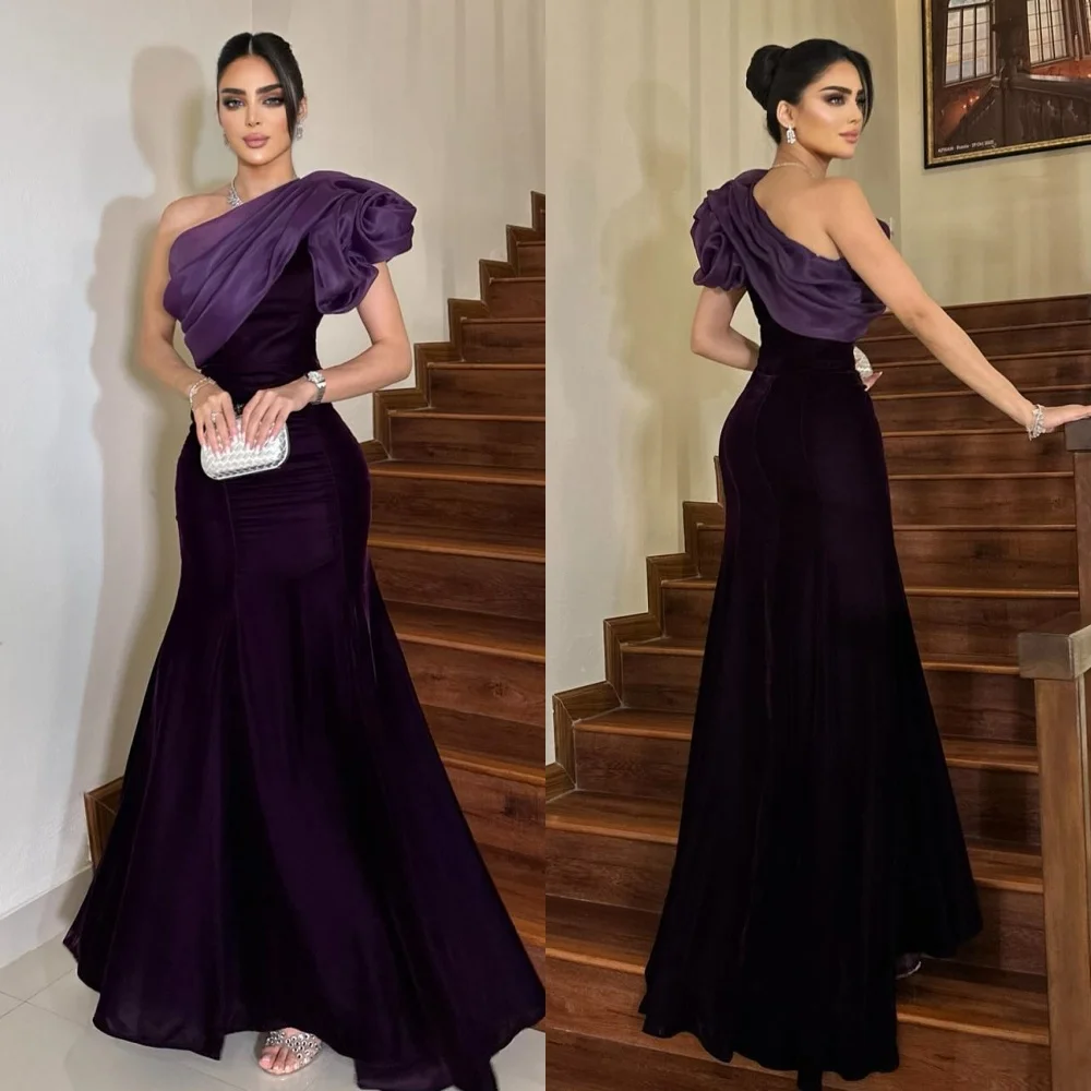 Customized Fashion Formal Pleat Ruched Mermaid One-shoulder Long Dresses Bespoke Occasion Dresses Modern Style Sizes Available