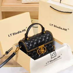 Women's handbag genuine diamond grid handbag women's 2024 new high-end designer crossbody shoulder small square bag