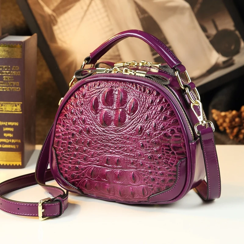 Crocodile Pattern Women Bags Genuine Leather Small crossbody Bag 2022 New Fashion Shoulder round Bag Portable Messenger Bag