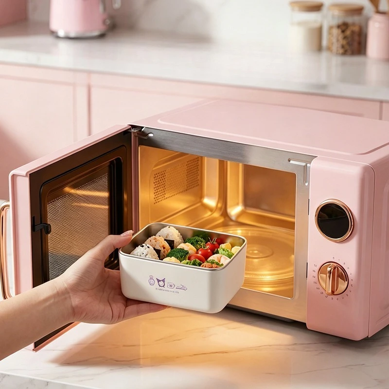 Japanese Sanrio Hello Kitty Stainless Steel Lunch Box Microwave Safe Cartoon Bento Container Gift Kawaii New Hot for You - view 3