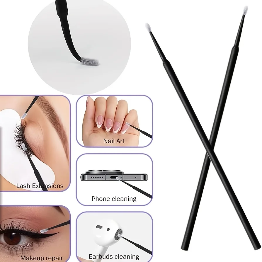 250-teiliges Lippen- und Wimpern-Set - 100 Lippenpinsel, 100 Mikrobürsten, 50 Spoolies mit Etui für Extensions (Salon/Zuhause) – Detail 5