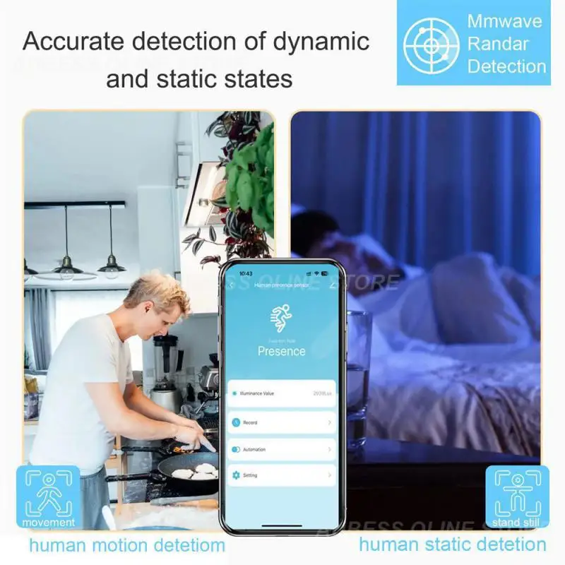 WiFi / Smart Human Presence Sensor,Luminance/Distance Detection, Tuya Smart Life Home Automation,For Z2M Alexa,