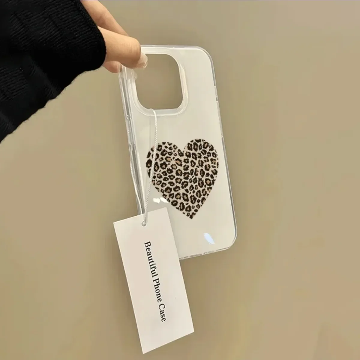 Advanced Leopard Print Love Creative Cute Luxury Phone Case For iPhone 17 AIR 16 15 14 13 12 11 Pro Max Y2K Clear Black Cover