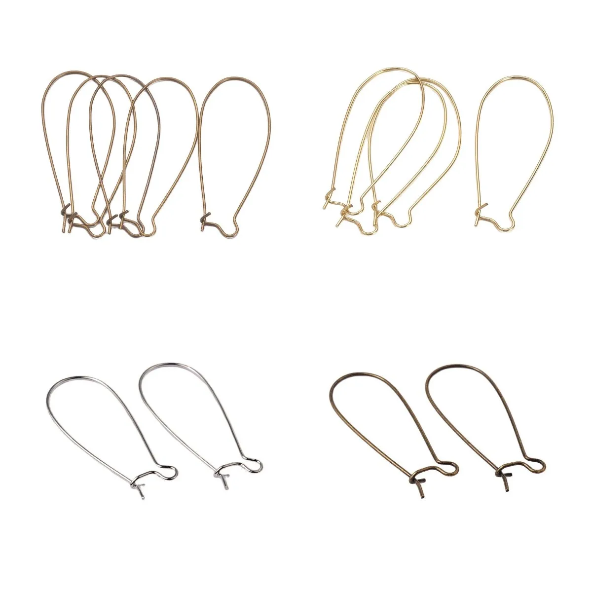 Kissitty 50 sztuk/partia mosiądz francuski kolczyk Loop Hoops Ear Wire Hook dla DIY kolczyki biżuteria Dangle Charms tworzenia biżuterii znalezienie