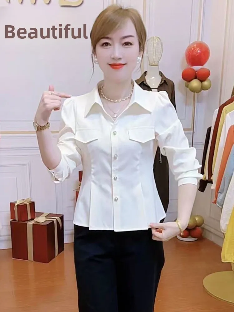 

Faionable Casual Long Sve irt Женский ор Sle для похудения, закрывающий живот, модный универсальный качественный маленький топ