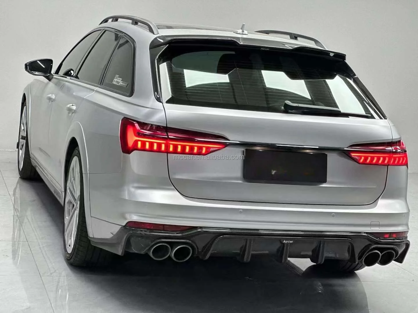 المواد العلوية Preprg ألياف الكربون الجافة الفاصل A6 Allroad الخلفي سبويلر لأودي A6 Allroad 2019-2022 الخلفية سبويلر الجذع سيارة الجناح