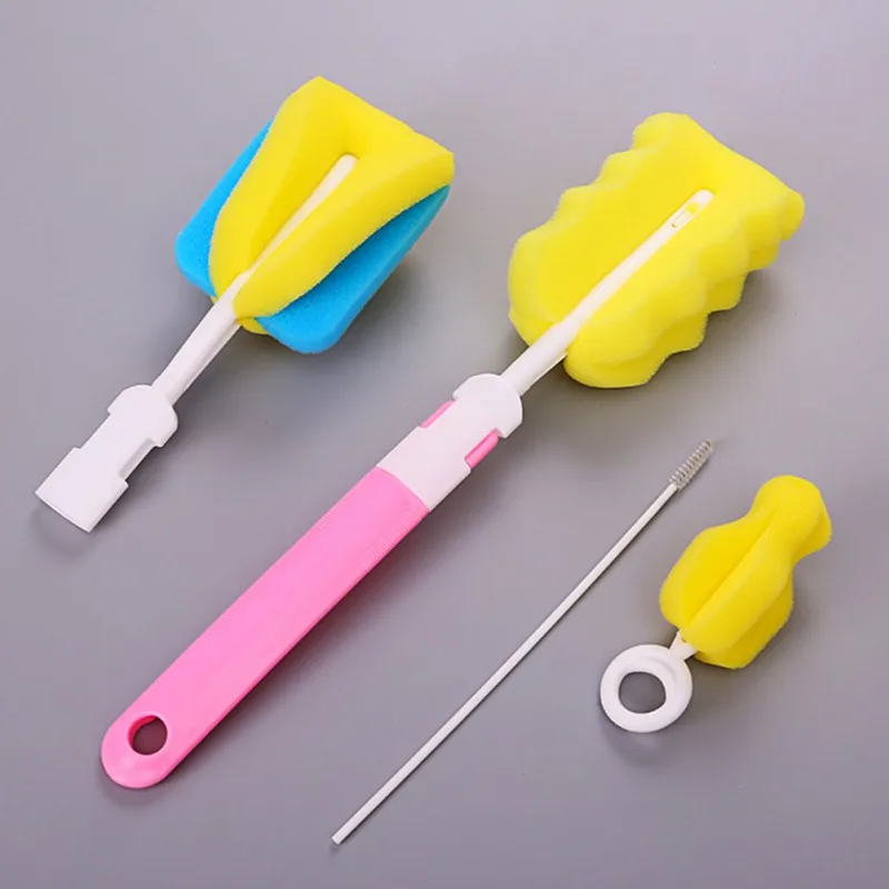 4/7Pcs/Set Brush Sponge Rotation Baby Pacifier Cup Nipple Cleaning Brushes Set Sponge Cleaning Brush for Weed Pipe Clean