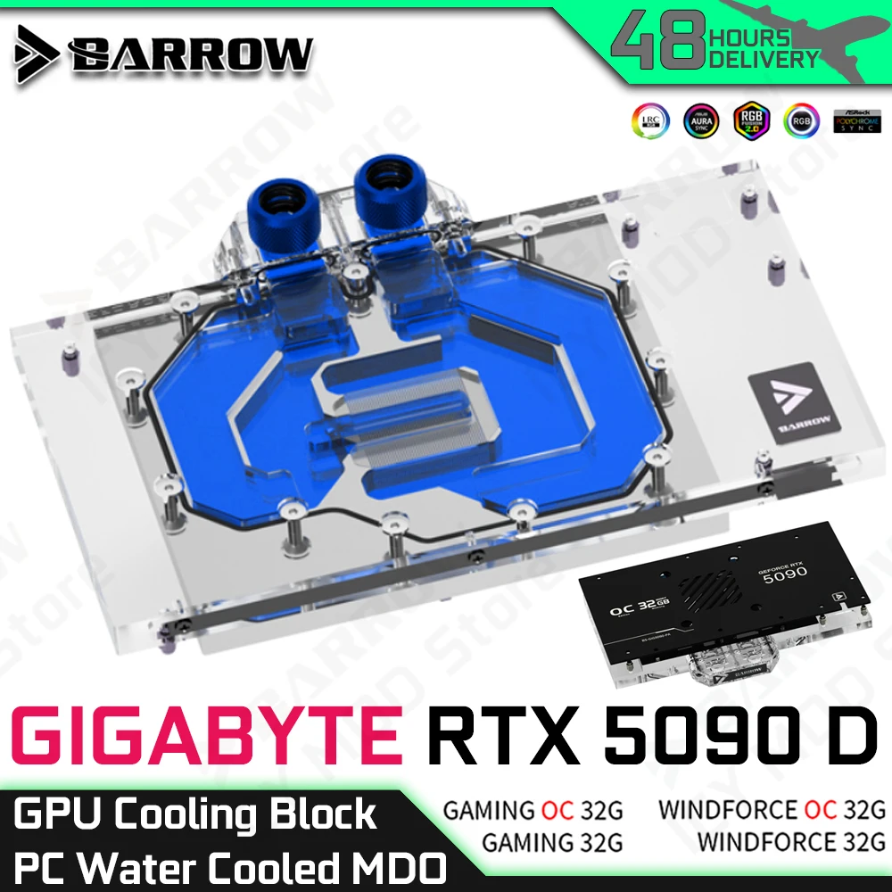 

Водяной блок графического процессора GIGABYTE для Gigabyte RTX 5090 D GAMING OC 32G/WINDFORCE 32G Barrow, охлаждающий корпус для ПК, MOD BS-GIG5090-PA