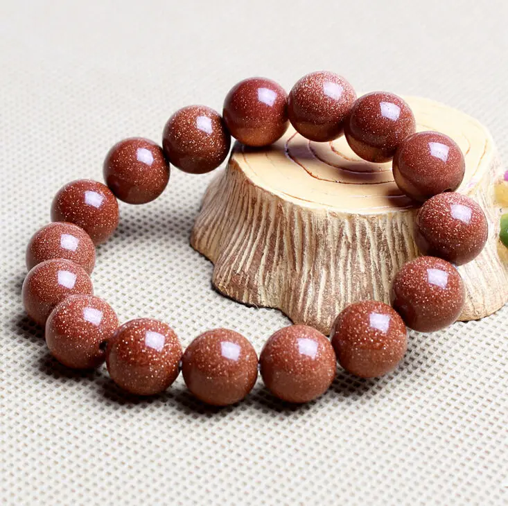 

10mm Golden Sand Gemstone Mala Stretchy Bracelets Link Women Chain Gift Party Adjustable Prayer