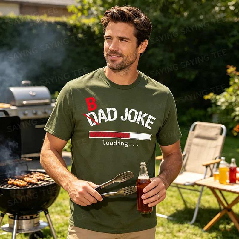 Lustiges T-Shirt mit dem Text „Bad Joke/Dad Joke Loading“ für Papa und Männer, Y2k Persönlichkeits-Mode, weiches Baumwoll-T-Shirt mit Spruch, Kurzarm-Oberteil – Detail 3