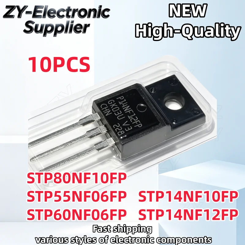 TO-220F【10PCS】STP80NF10FP STP55NF06FP STP60NF06FP STP14NF10FP STP14NF12FP P80NF10FP P55NF06FP P60NF06FP P14NF10FP P14NF12FP