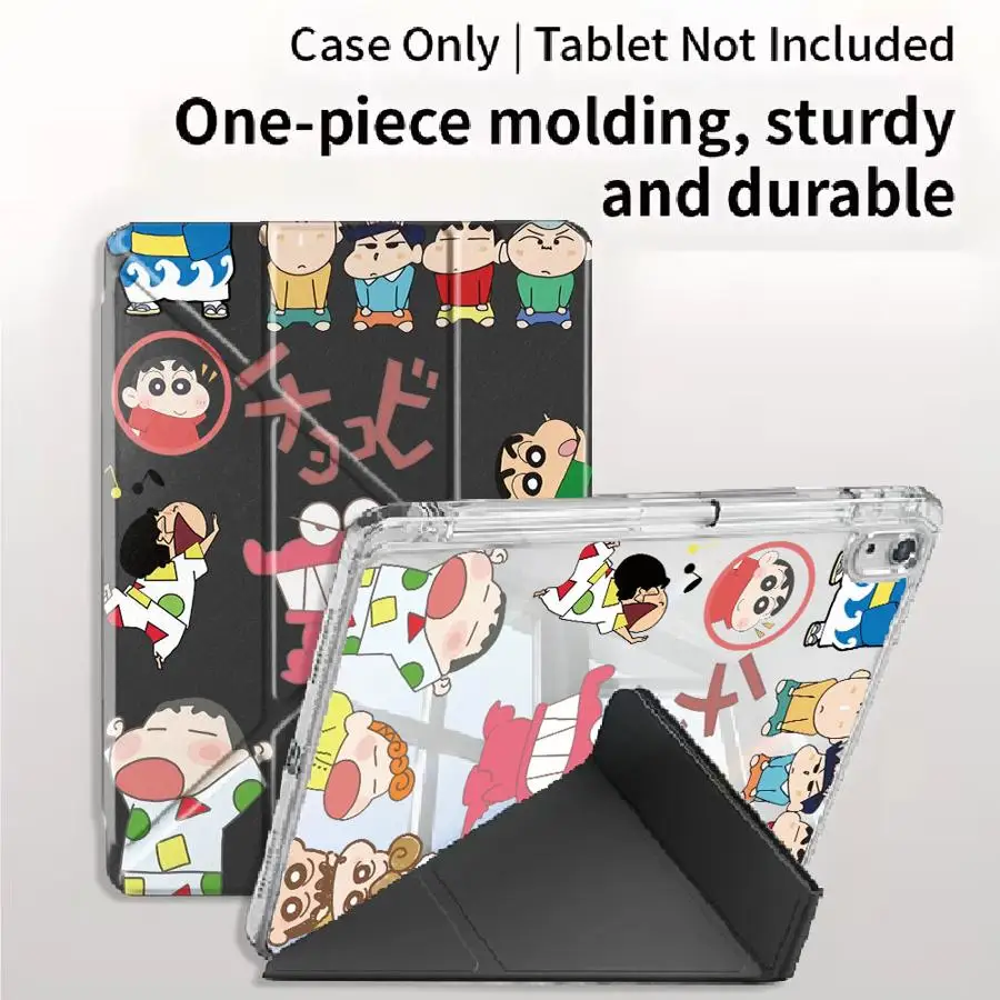 Crayon Shin Chan Radish Y-Fold Holder Cover Tablet Case For iPad Air 4 5 M3 M2 1 2 M4 11inch Pro 2025 Pro 11th 10th 9th 8th 7th