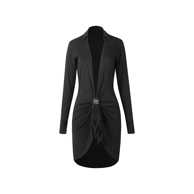 ZYM DNV23934 Latin Dance Shirt Dress Black 5