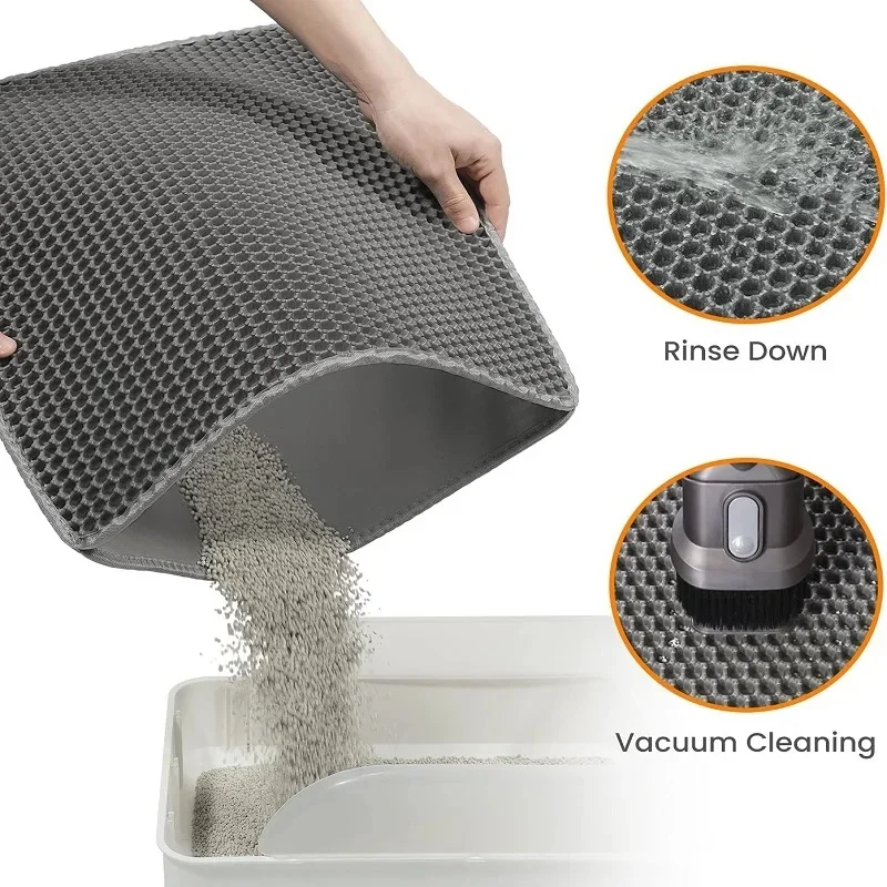 เสื่อครอกแมวห้องน้ําสัตว์เลี้ยงกันน้ํา Double Layer Pet Litter Box Mat Nonslip ทรายแมวล้างทําความสะอาดได้ Pad สัตว์เลี้ยงอุปกรณ์ทําความสะอาด