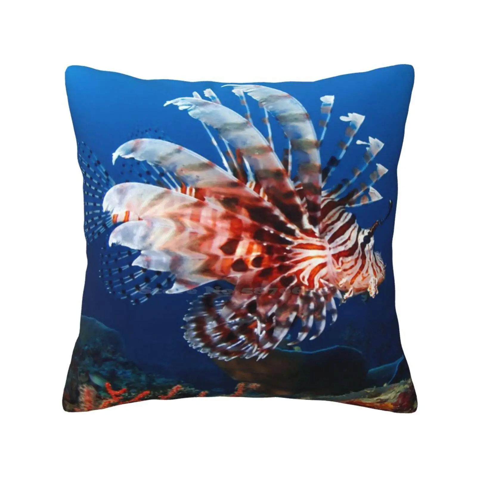 Lionfish Pillow Cover Hug Pillowcase Rot Blau Red Blue Kasai Village Feuerfisch Lionfish Moalboal Philippinen Unterwasser