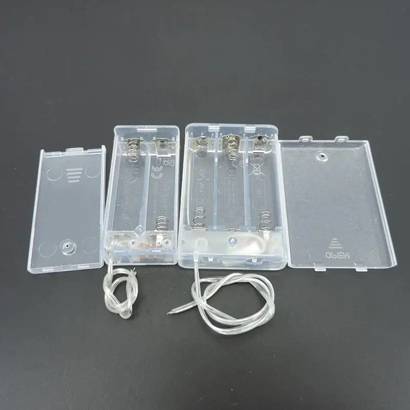 1pcs 3 AA Battery Holder Box Case with Switch 2AA 3AA 3xAA Transparent white 3V 4.5V Battery Holder Box Case with Lead Box J17