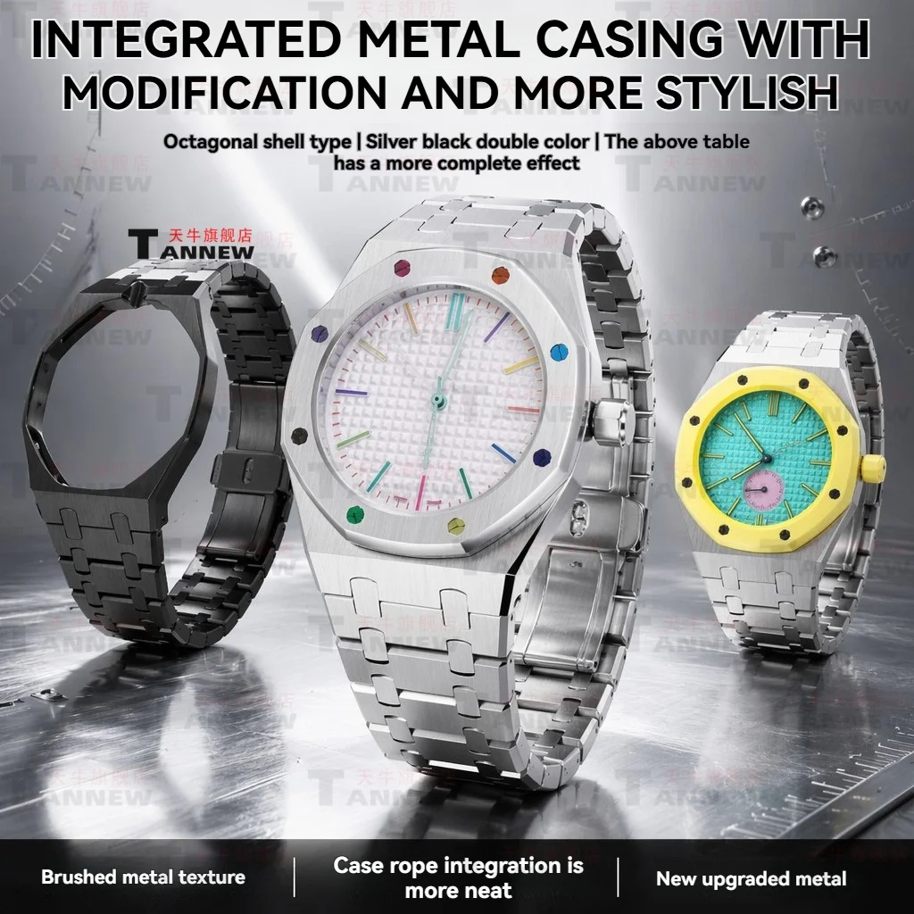 Stainless Steel Case & Integrated Bracelet For Swatch x AP Royal POP Modification Kit Strap Case Changer wristwatch Accessorie