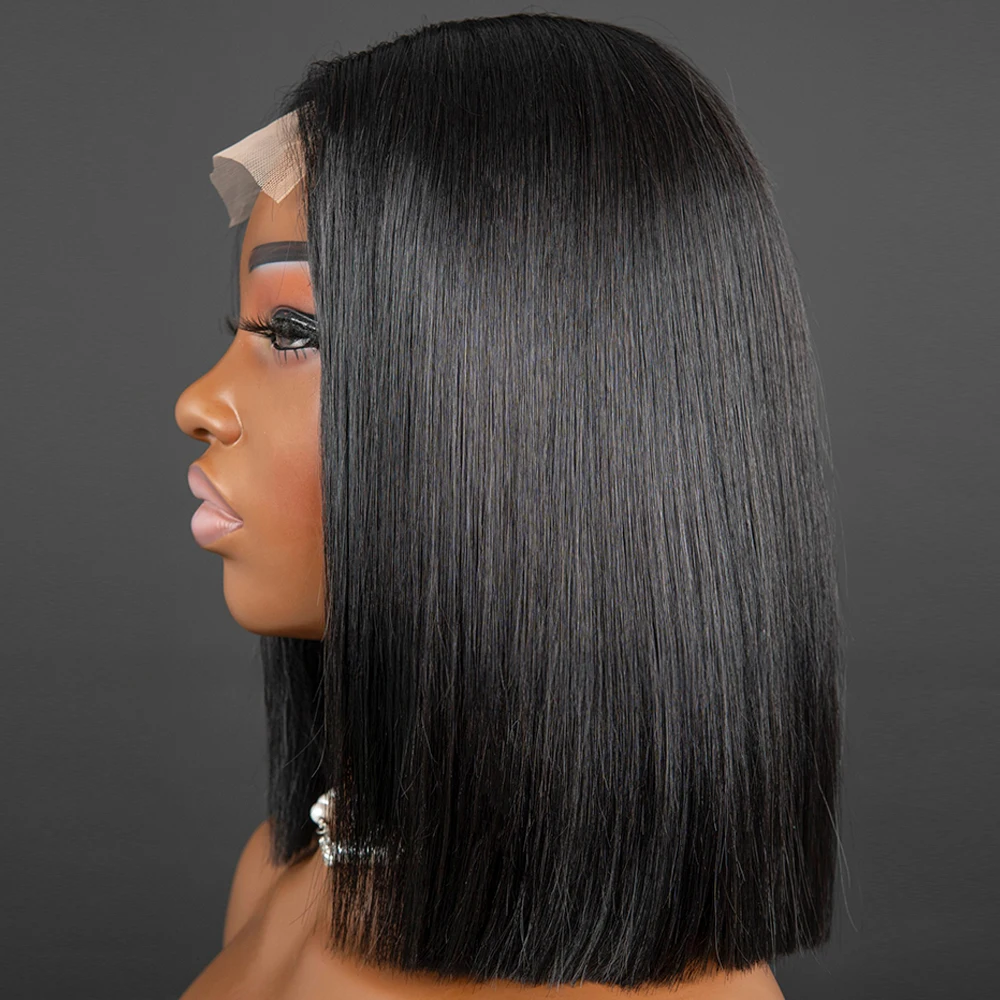 13x4 13x6 HD dentelle os droite Bob vietnamien dentelle avant perruque pré coupé sans colle transparent court Bob perruque pour les femmes 250% densité naturelle noir Bob perruques pré pluché prêt à porter porter et aller en vente