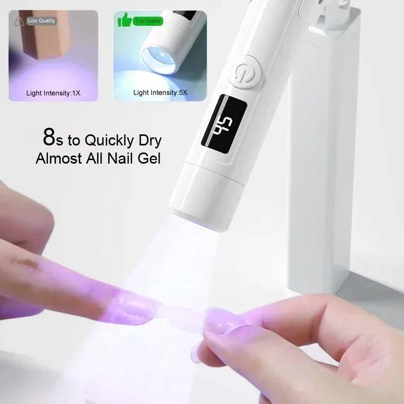 ‌ Oplaadbare UV-nagellamp - snel uithardend mini-LED-licht voor gelnagels met magnetische standaard, thuis- en salongebruik