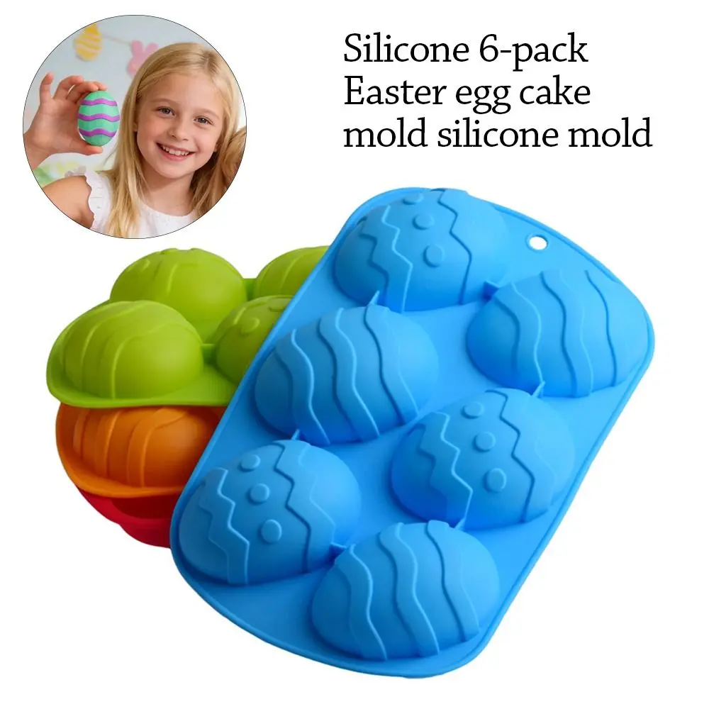 DIY Egg Shape Easter Egg Mold 6 Cavities Baking Tool Silicone Mold Handmade Chocolate Tray Easter