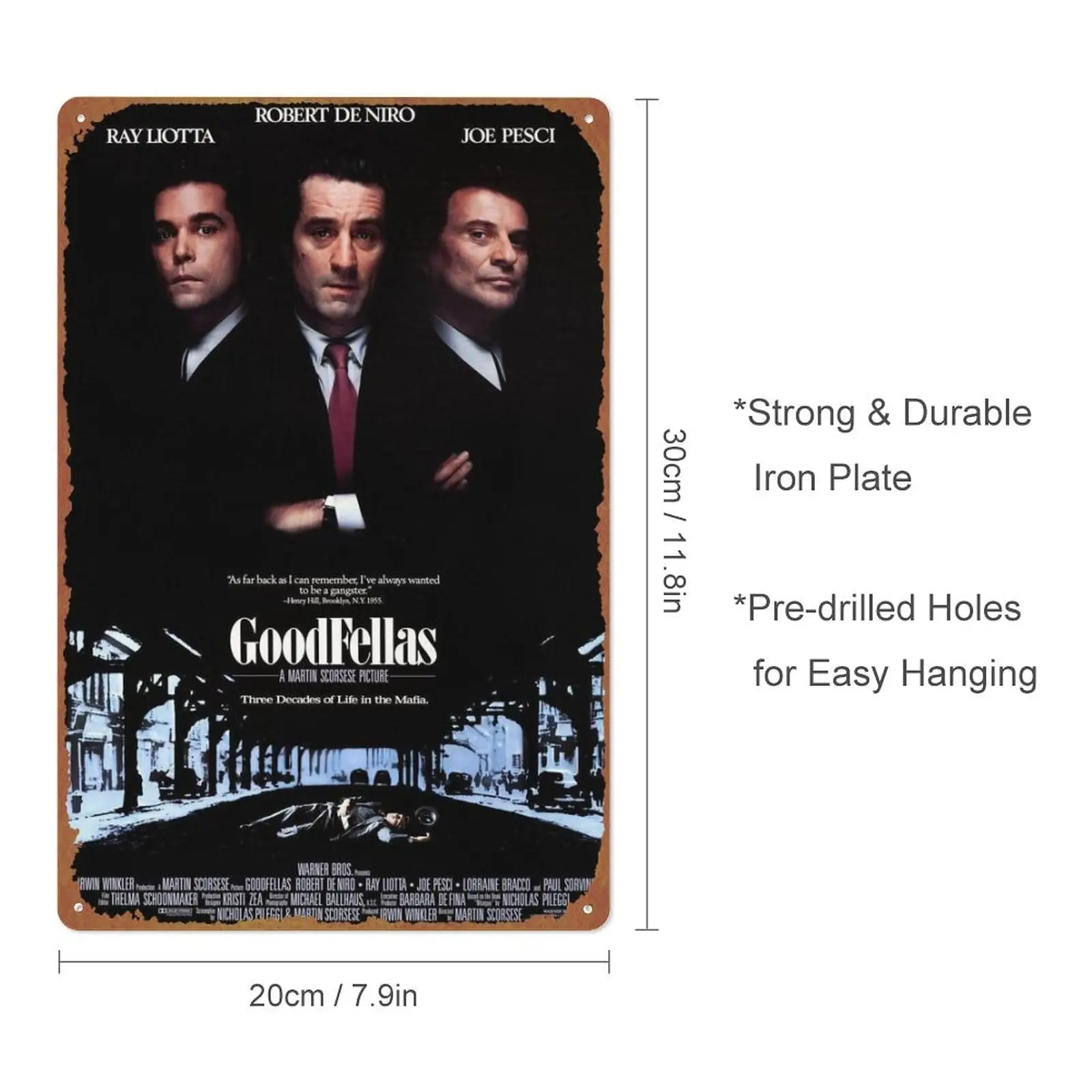 Goodfellas Tin Sign Retro Metal Poster Art Wall Home Decor 8x12 Inches