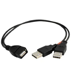 Cable de alimentación de dos datos USB Y para ordenador, Cable divisor doble hembra a USB 2,0 macho