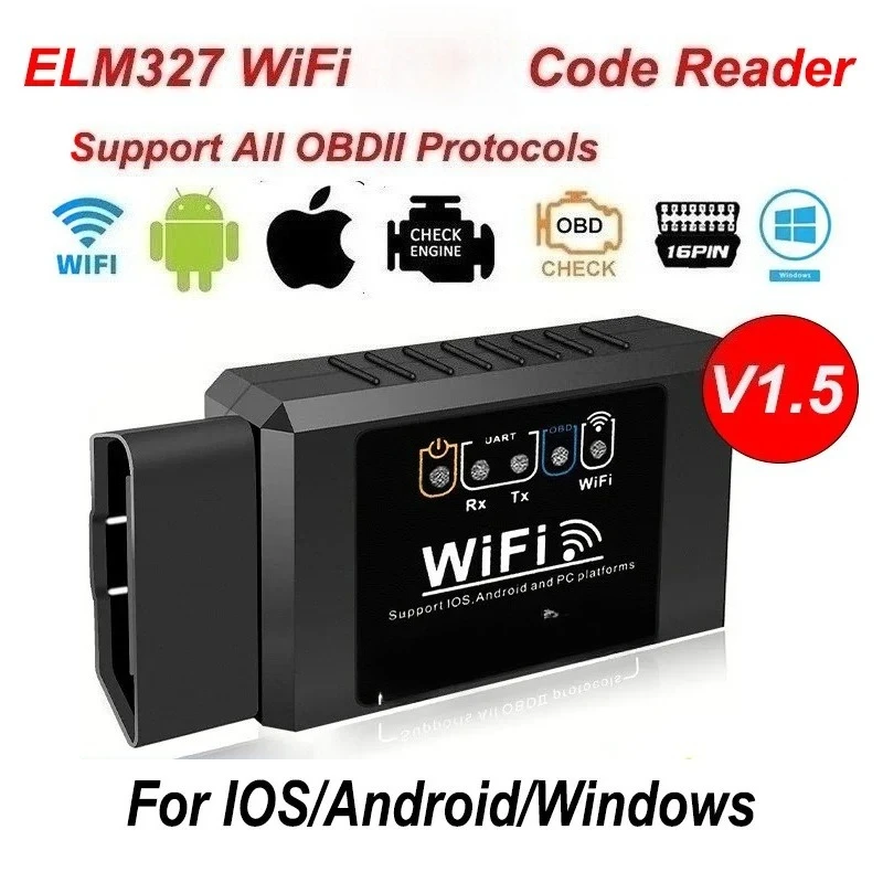 Popular ELM327 WiFi Code Reader Scanner V1.5 Car Diagnostic Tools Car Fault Detector For Android/IOS/PC