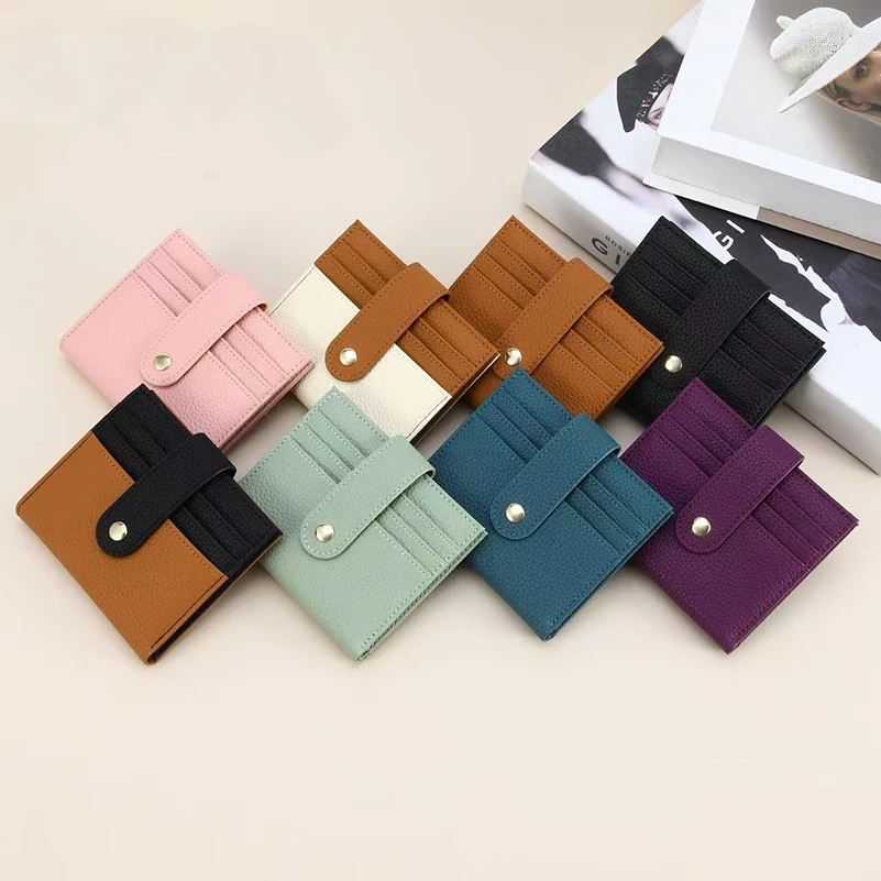 Western RFID Blocking Lychee Grain PU Leather Large Capacity Coin Women Wallet Fashion Short Hasp Purse for Ladies