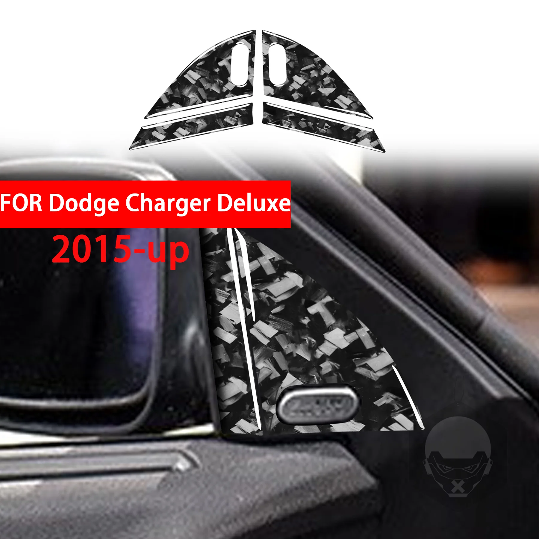 Forged Carbon Fiber A-pillar Door Corner Horn Triangular Window Panel Car Accessories Sticker FOR Dodge Charger Deluxe 2015-up