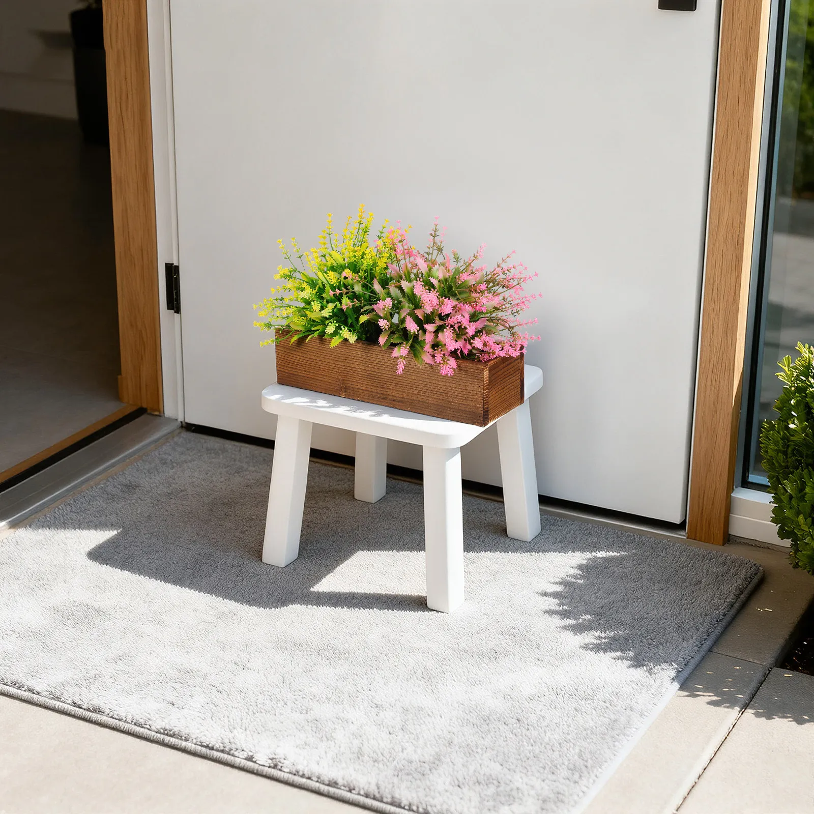 

Wood Flower Pot Rectangular Planter Box Rustic Decorative Design for Window Sill Garden Balcony Office Home Decoration