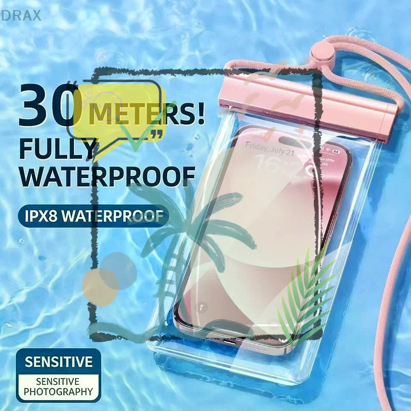 Universal Transparent Waterproof Touchscreen Phone Pouch Outdoor Diving And Swimming Crossbody Phone Case