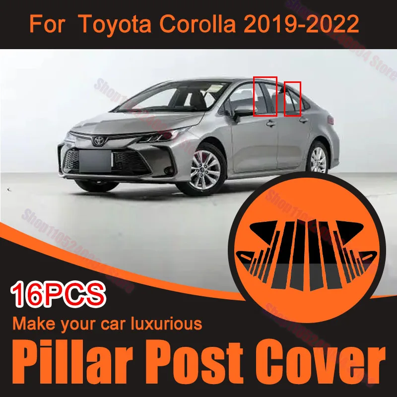 Polished Door Window Pillar Post Trim Cover Decor Stickers Exterior Accessories For Toyota Corolla 2019-2022
