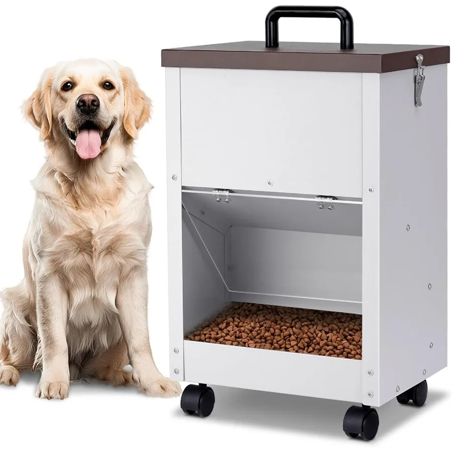 

Уличная автоматическая кормушка для собак крупных пород, 28 фунтов, оцинкованный металл, с прозрачной дверцей, гравитационная подача корма