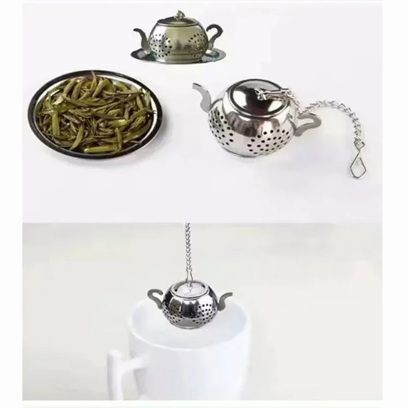 Tea Strainers Stainless Steel Mesh Infuser With Chain Hooks Teakettle Locking Tea Filter Infuser Spice Strainer