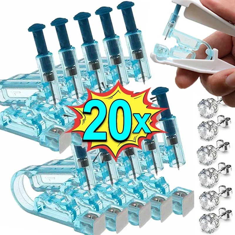 1/20pcs Ear Piercing Gun Kit Disposable Healthy Safety Earring Piercer Tool Machine Kit Studs Nose Lip Body Jewelry Accessories