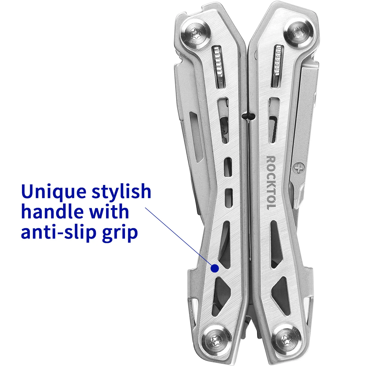 ROCKTOL Multitool, 16-in-1 Pocket Multitool Pliers Set with Pocket Clip, Safety Locking Toolset and Nylon Sheath for Outdoor Sur