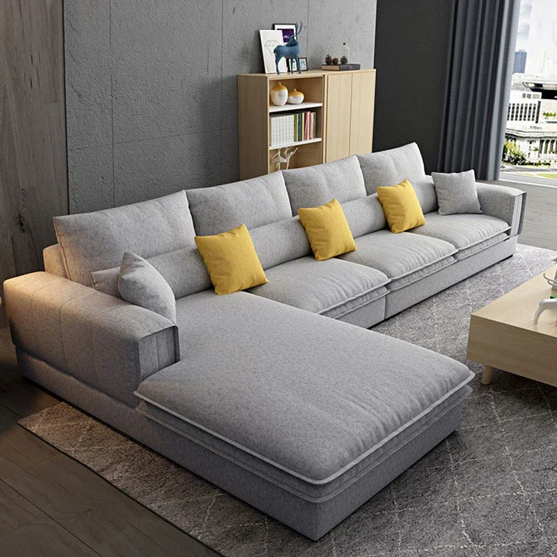 Cheap Nordic Modern Sofa Design L Shape Fabric Velvet Lounge Sectional Office Recline Sofa Set Furniture Couch Living Room Sofas