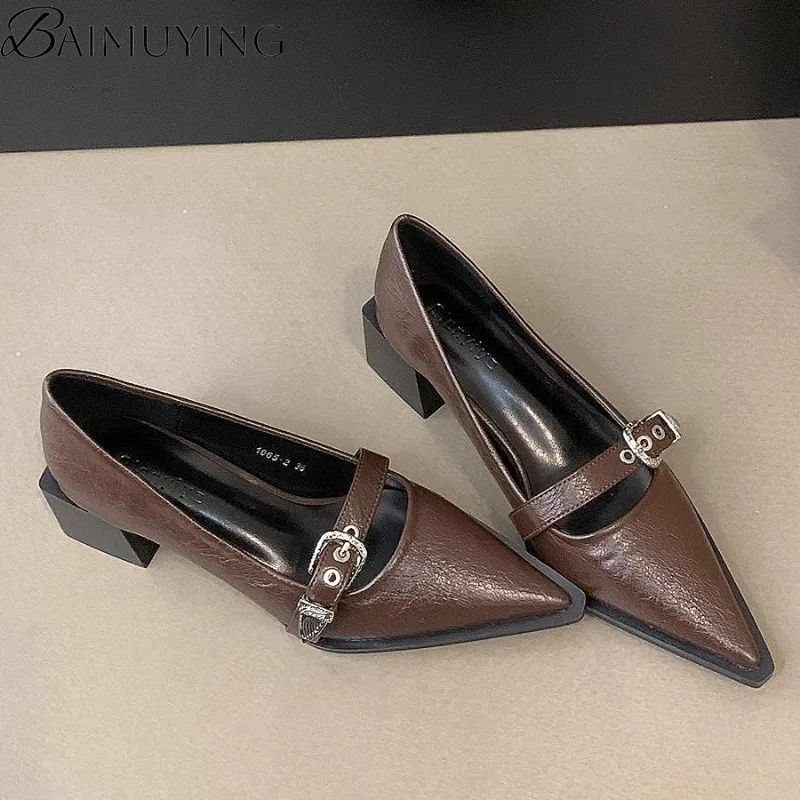 

Pointed Toe High Heels Shoes Women Heeled Sandals Summer 2025 Trend Dress Party Pumps Sexy Chunky Shallow Leather Zapatos Mujer