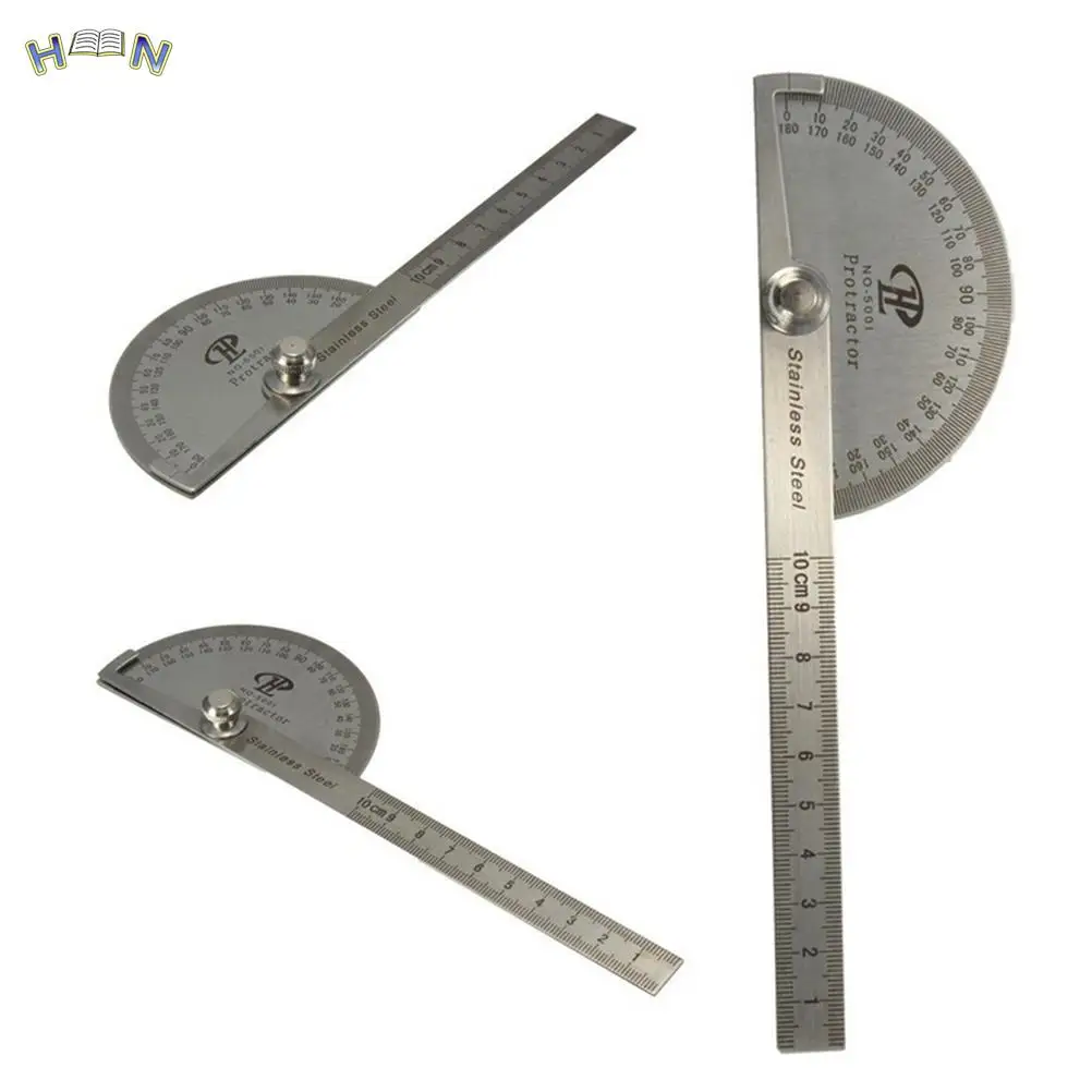 10cm Stainless Protractor Round Head Angle Finder Craftsman Rule Ruler Machinist Tool Professional 0-180 degrees Protractor