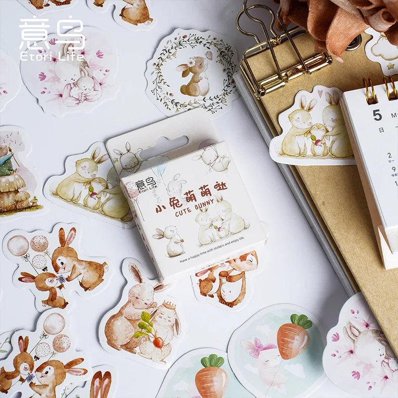 

Journal DIY Decoration Stickers Box Set Cute Bunny Self Adhesive Sealing Sticker for Scrapbook Craft Supply Essential