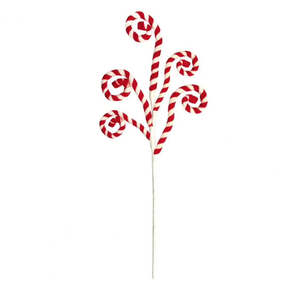 Flannel Christmas Decorations Festive Candy Cane Picks for Christmas Tree Ornaments Wreaths Crafts Set of 4 Curly for Home