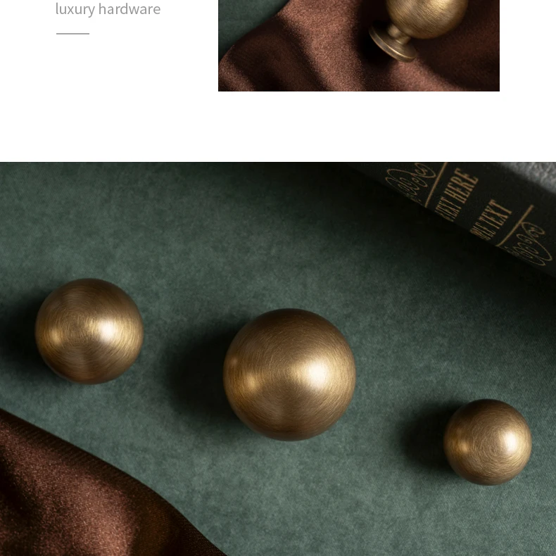 Round antique brushed brass cabinet knob — supplier illustration 4