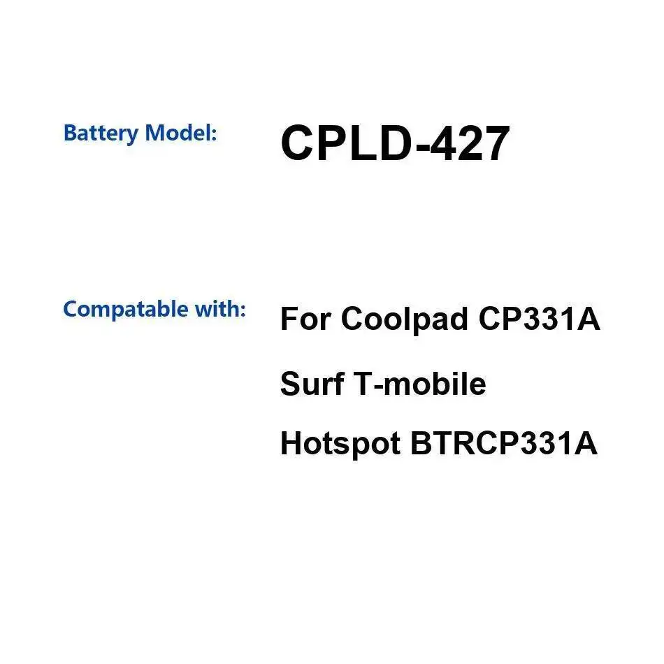 

Аккумулятор мобильного телефона Cpld-427 2150 мАч для Coolpad CP331A Surf T-Mobile Hotspot BTRCP331A