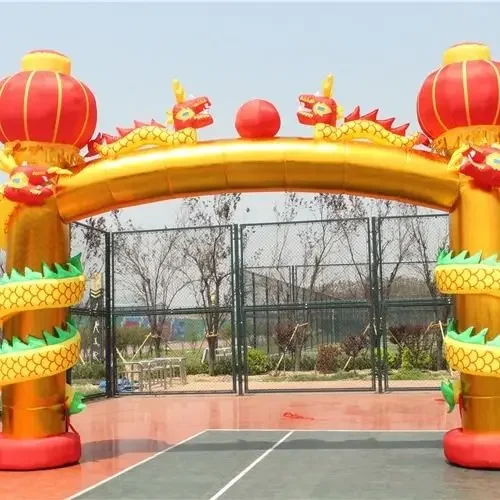 for 6M 8M Dragon Column Inflatable Golden Red Opening Ceremony Double Dragon Inflatable Model Dragon and Phoenix Wedding Rainbow