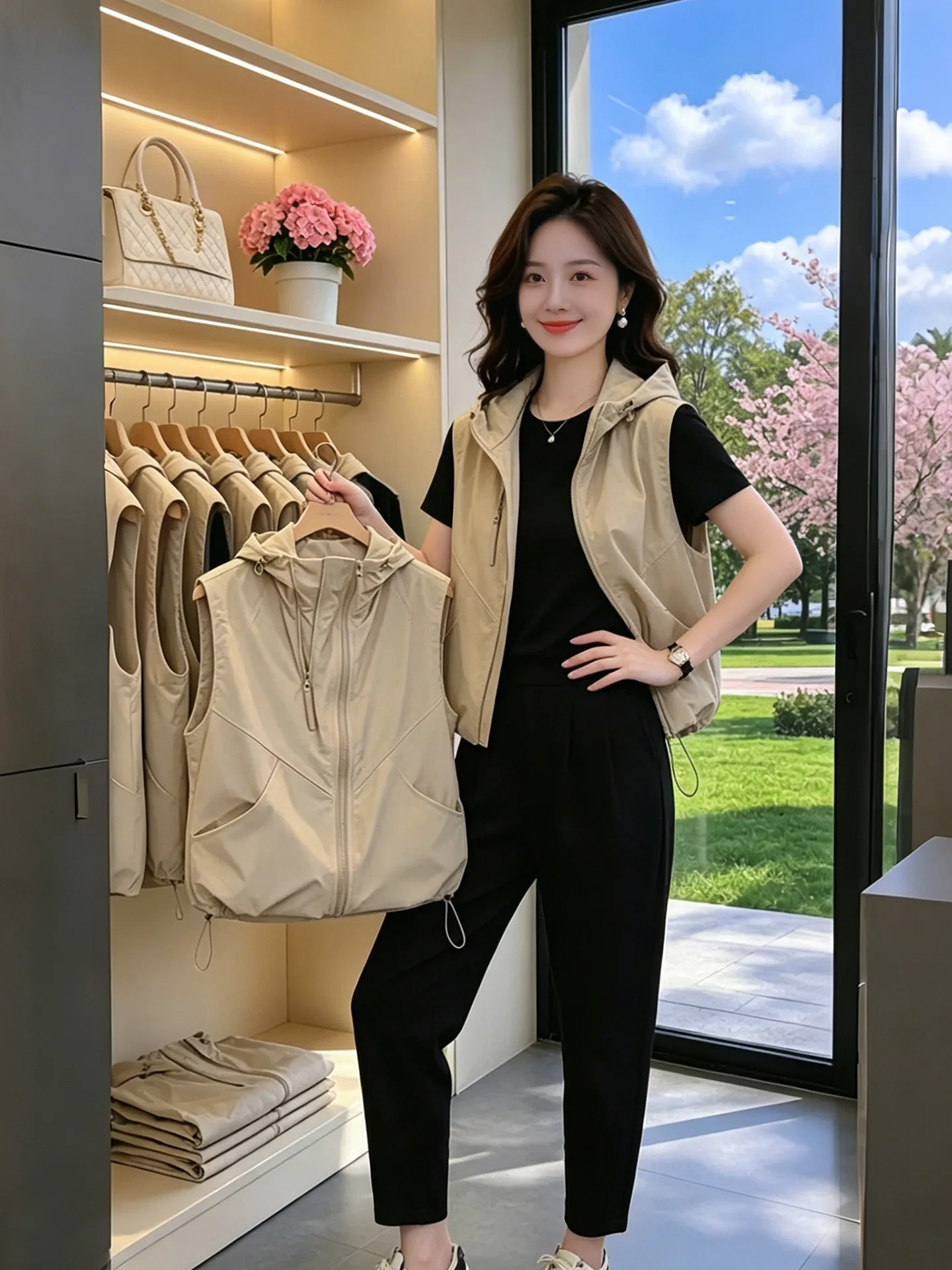 Fashionable Loose Women's Vest Summer Sun Protection Jacket Beautiful Workwear Trendy Zipper Closure Breathable Casual Outerwear