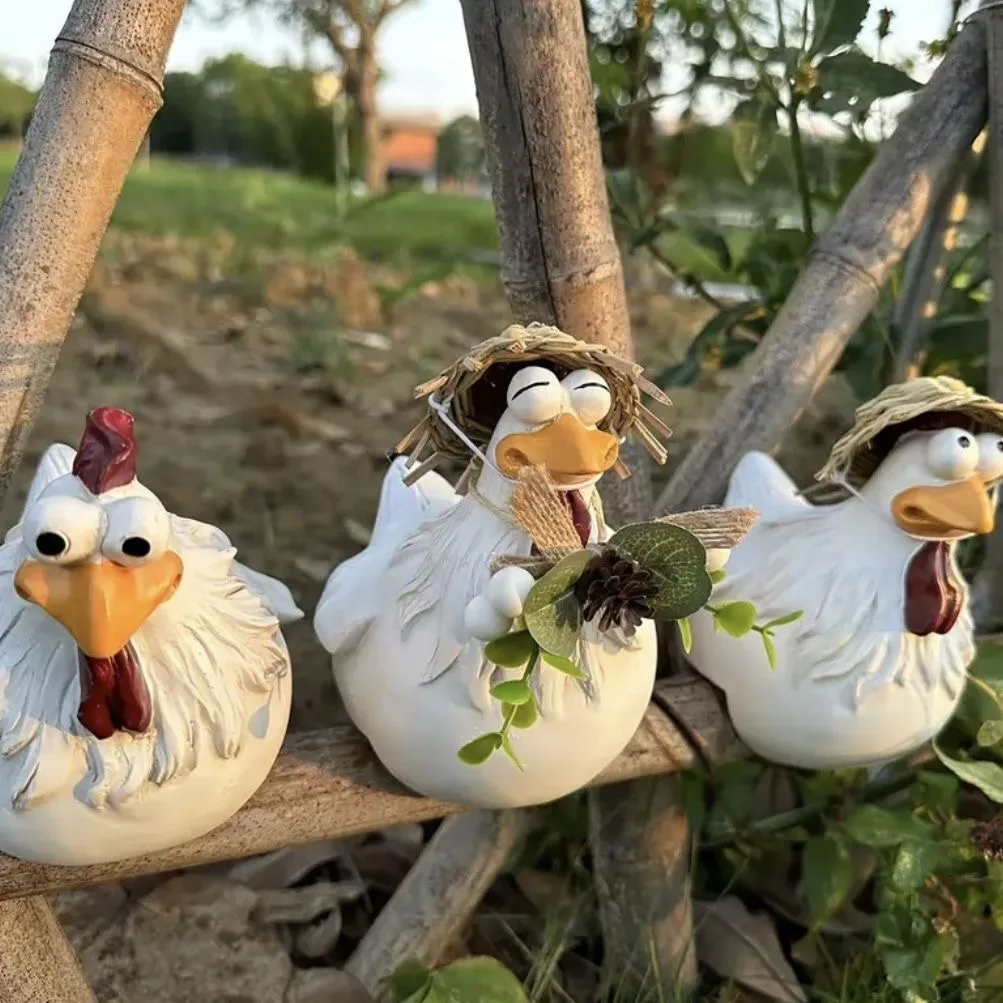 

Outdoor courtyard fence decoration chicken parody rooster gardening landscape decoration resin crafts animal garden ornaments