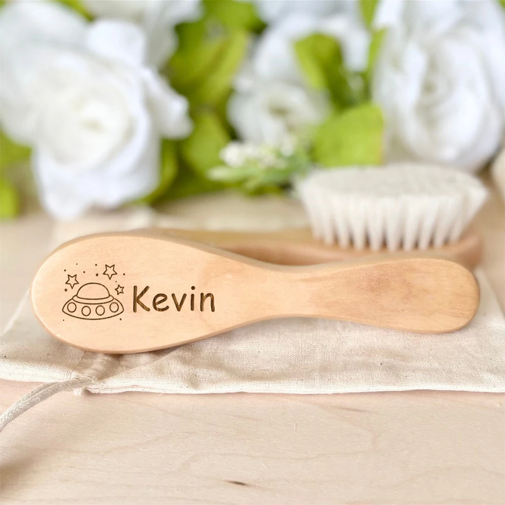 Personalized Baby Hairbrushes Custom Name Wooden Newborn Hair Brush Ideal Gift Infant Birth/Baptism/Birthday Baby Shower Gifts